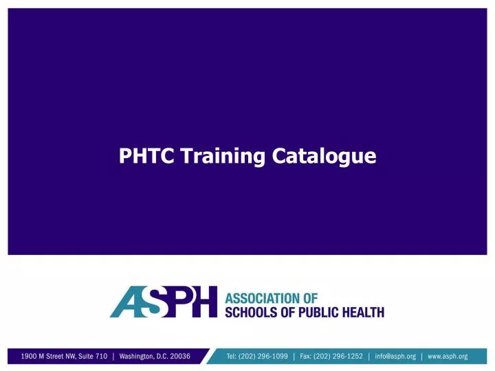 phtc training catalogue