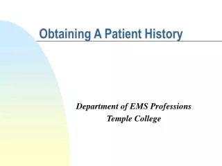 Obtaining A Patient History