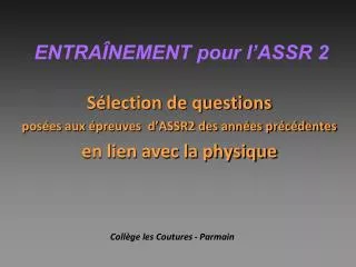 entra nement pour l assr 2