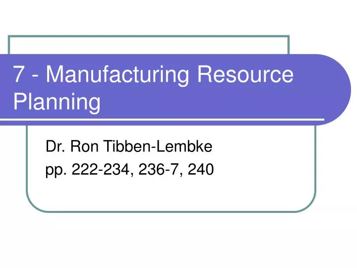 7 manufacturing resource planning