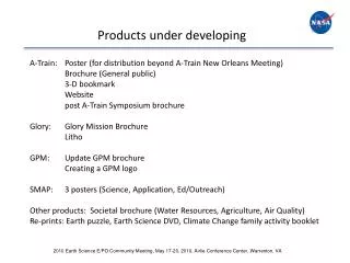 Products under developing