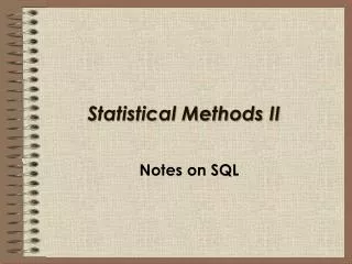 Statistical Methods II