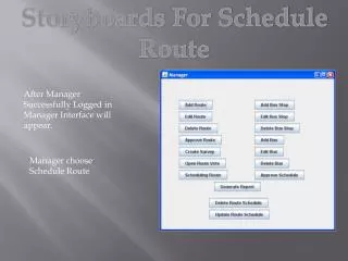 Storyboards For Schedule Route