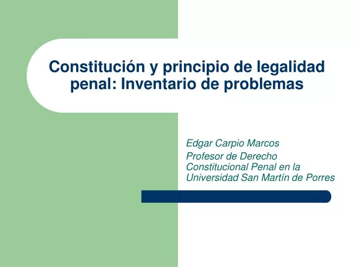 constituci n y principio de legalidad penal inventario de problemas