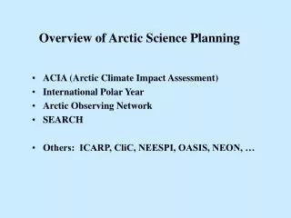 Overview of Arctic Science Planning