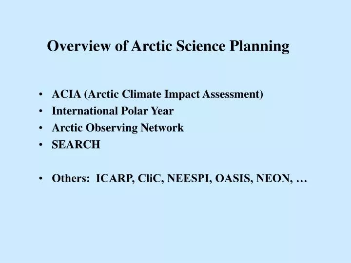 overview of arctic science planning