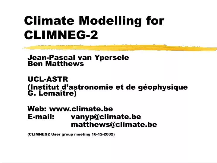 climate modelling for climneg 2