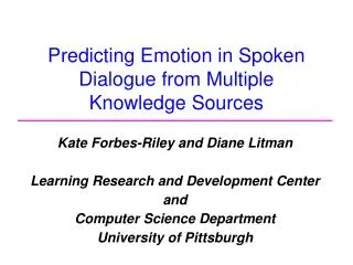 Predicting Emotion in Spoken Dialogue from Multiple Knowledge Sources