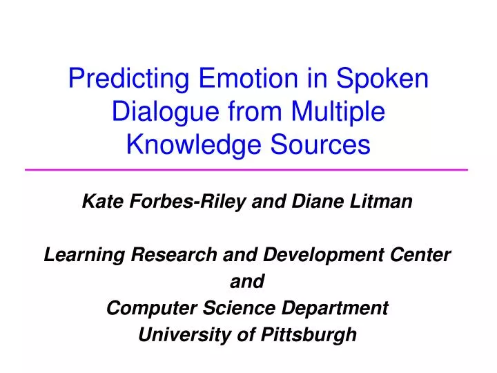 predicting emotion in spoken dialogue from multiple knowledge sources