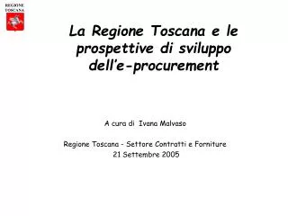 la regione toscana e le prospettive di sviluppo dell e procurement