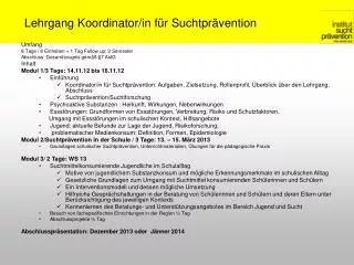 lehrgang koordinator in f r suchtpr vention