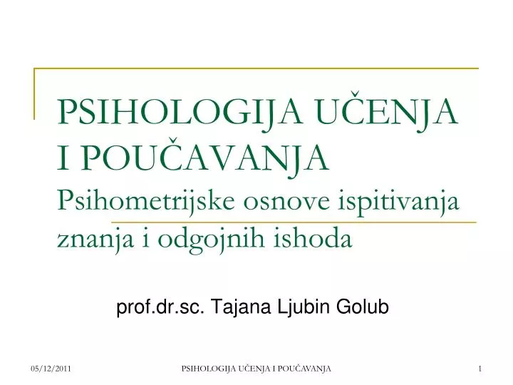 psihologija u enja i pou avanja psihometrijske osnove ispitivanja znanja i odgojnih ishoda