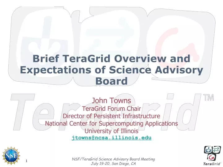 brief teragrid overview and expectations of science advisory board
