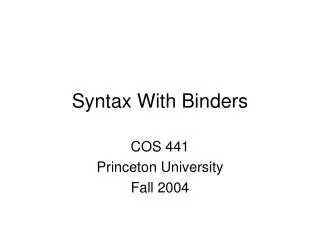 Syntax With Binders