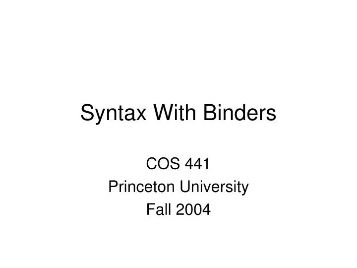 syntax with binders
