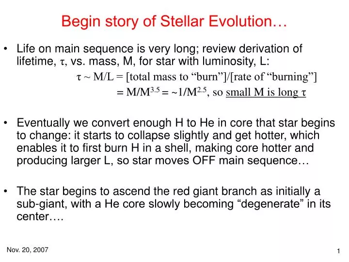 begin story of stellar evolution