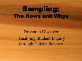 Sampling: The Hows and Whys