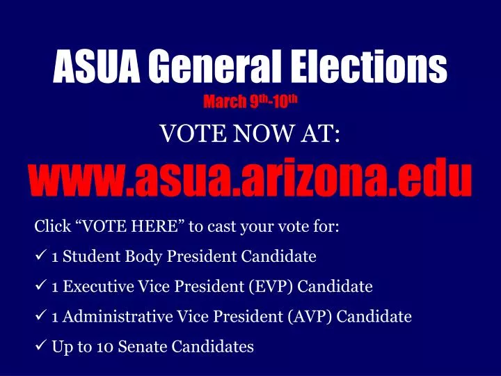 asua general elections march 9 th 10 th