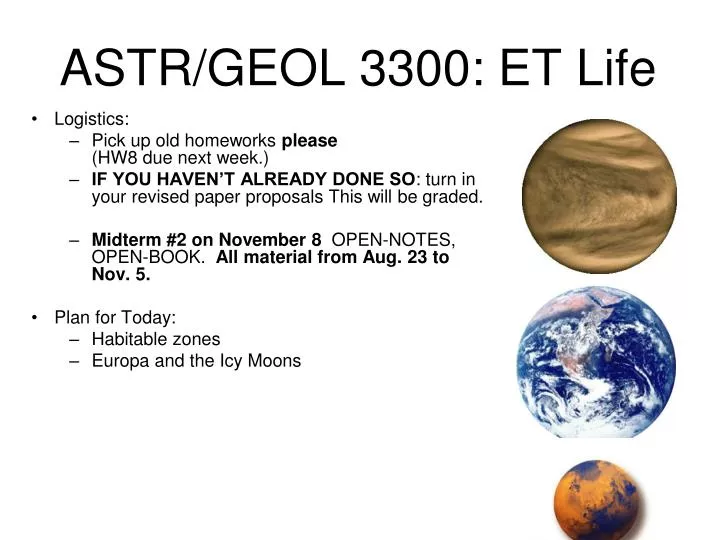 astr geol 3300 et life