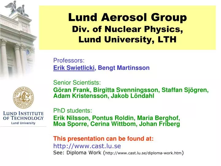 lund aerosol group div of nuclear physics lund university lth