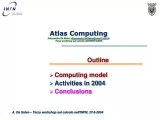 Outline Computing model Activities in 2004 Conclusions