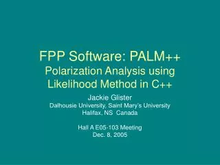 FPP Software: PALM++ Polarization Analysis using Likelihood Method in C++