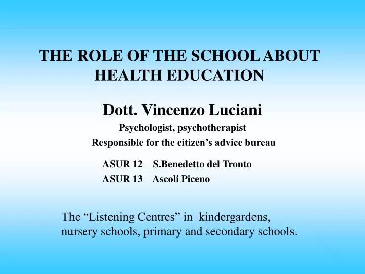 the role of the school about health education
