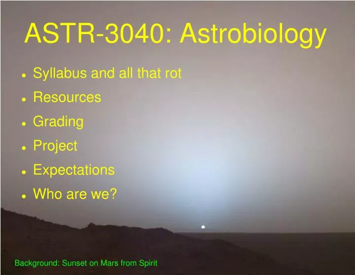 astr 3040 astrobiology