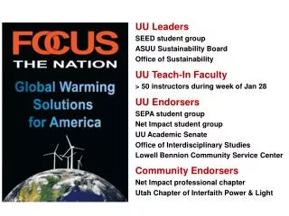 UU Leaders SEED student group ASUU Sustainability Board Office of Sustainability