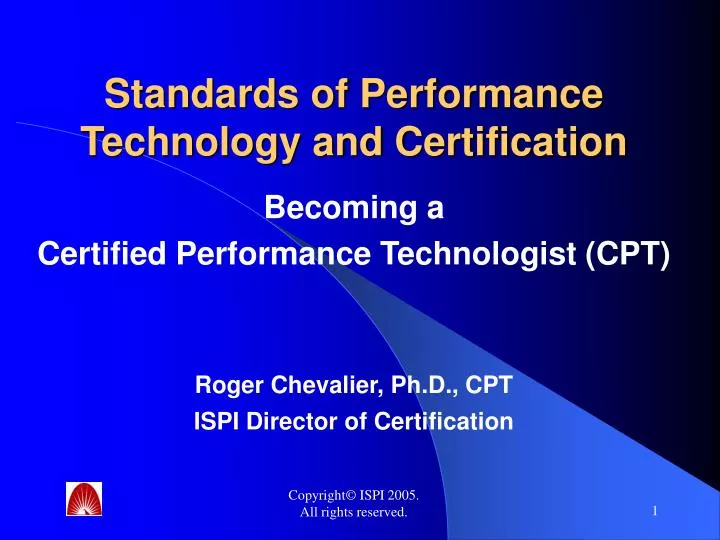 standards of performance technology and certification