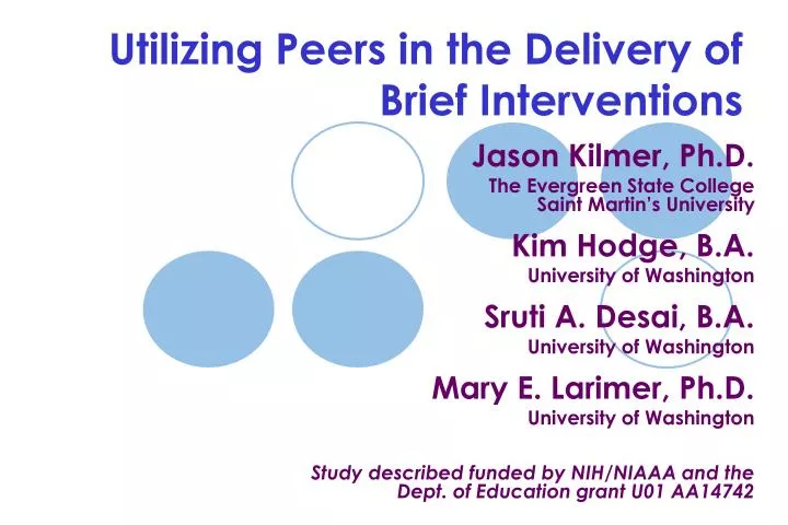 utilizing peers in the delivery of brief interventions