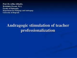 Andragogic stimulation of teacher professionalization