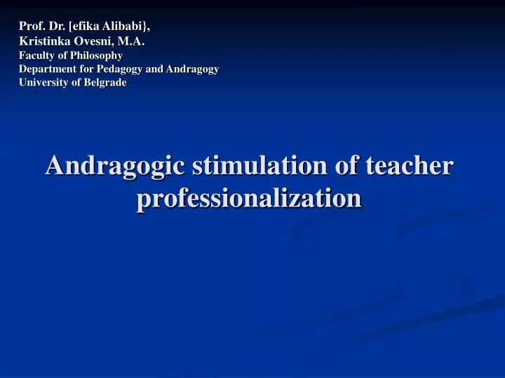 andragogic stimulation of teacher professionalization