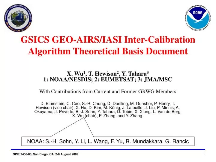 gsics geo airs iasi inter calibration algorithm theoretical basis document
