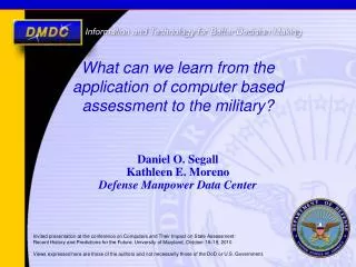 What can we learn from the application of computer based assessment to the military?