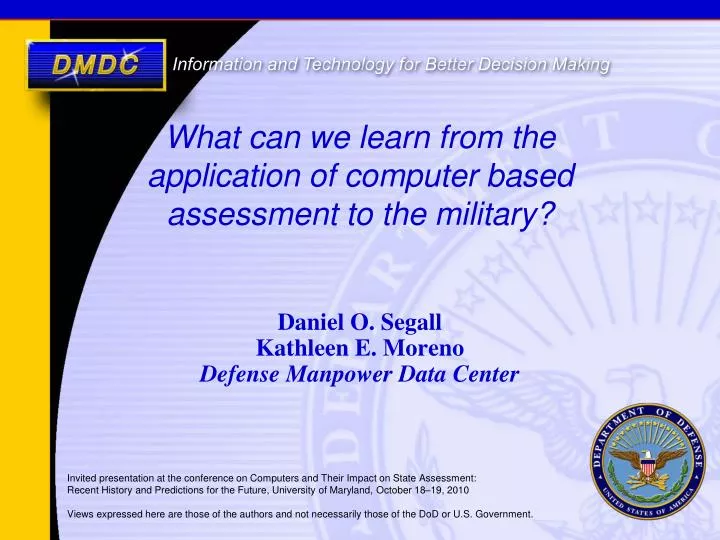 what can we learn from the application of computer based assessment to the military