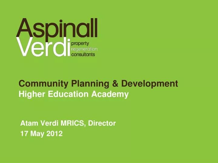 community planning development higher education academy