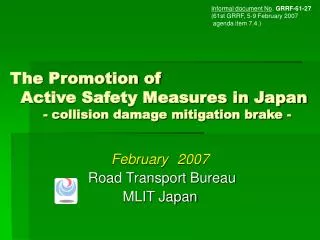 February 2007 Road Transport Bureau MLIT Japan
