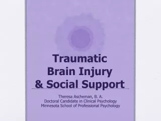 Traumatic Brain Injury &amp; Social Support