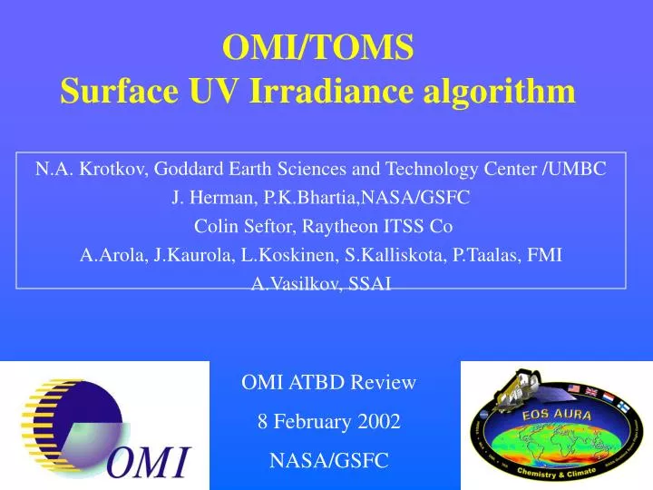 omi toms surface uv irradiance algorithm