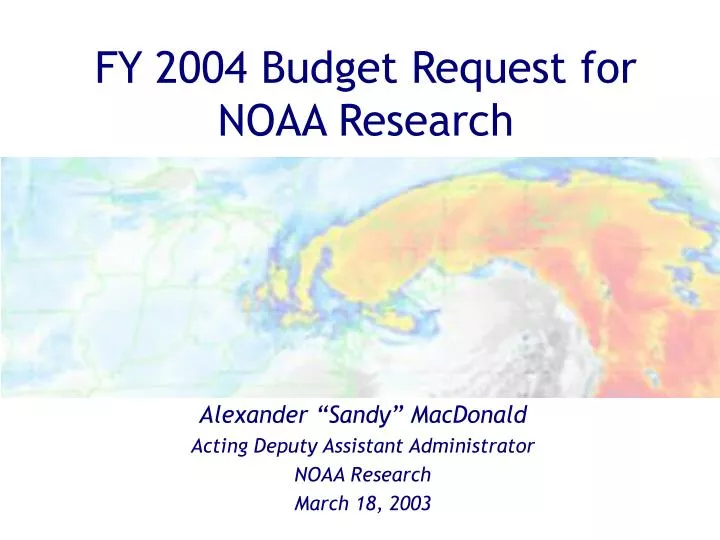 fy 2004 budget request for noaa research