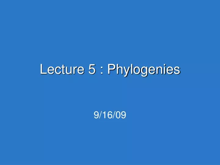lecture 5 phylogenies