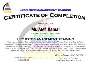 Certificate of Completion