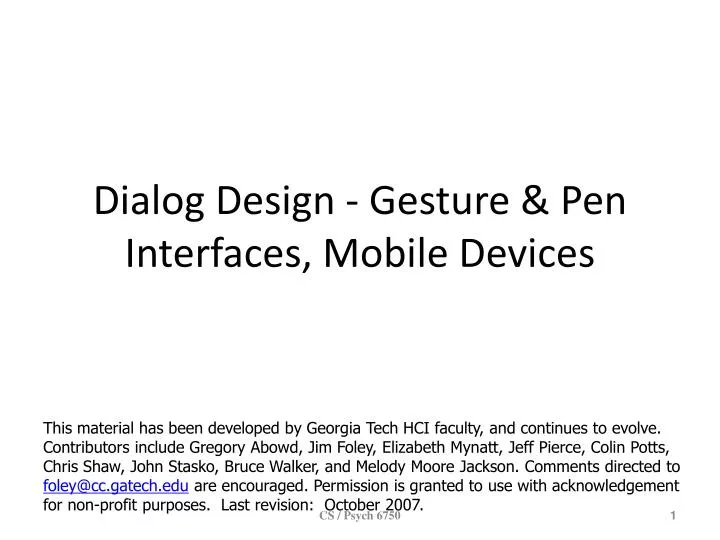 dialog design gesture pen interfaces mobile devices
