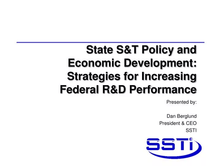 state s t policy and economic development strategies for increasing federal r d performance