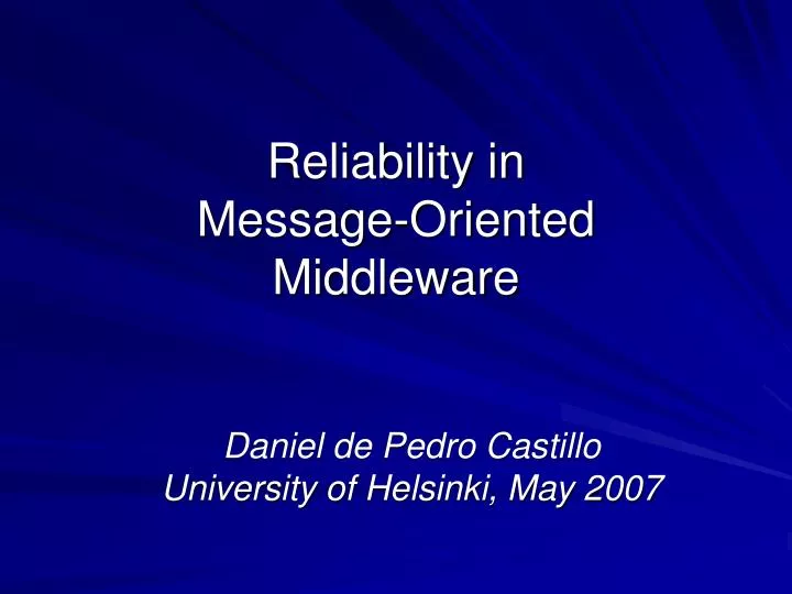 reliability in message oriented middleware