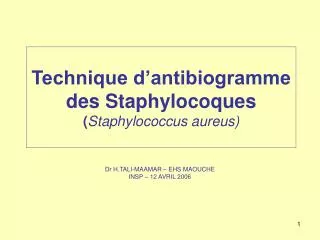 technique d antibiogramme des staphylocoques staphylococcus aureus