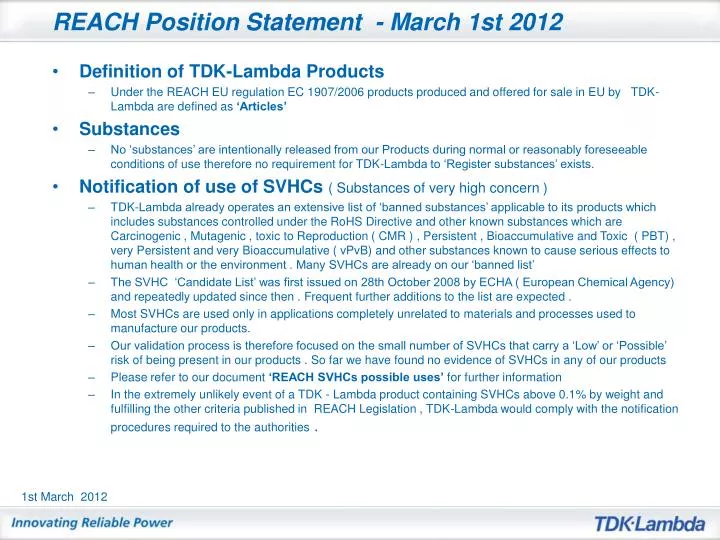reach position statement march 1st 2012