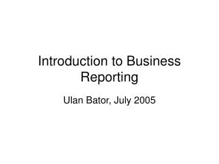 Introduction to Business Reporting