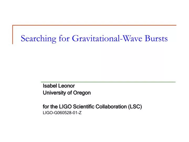 searching for gravitational wave bursts